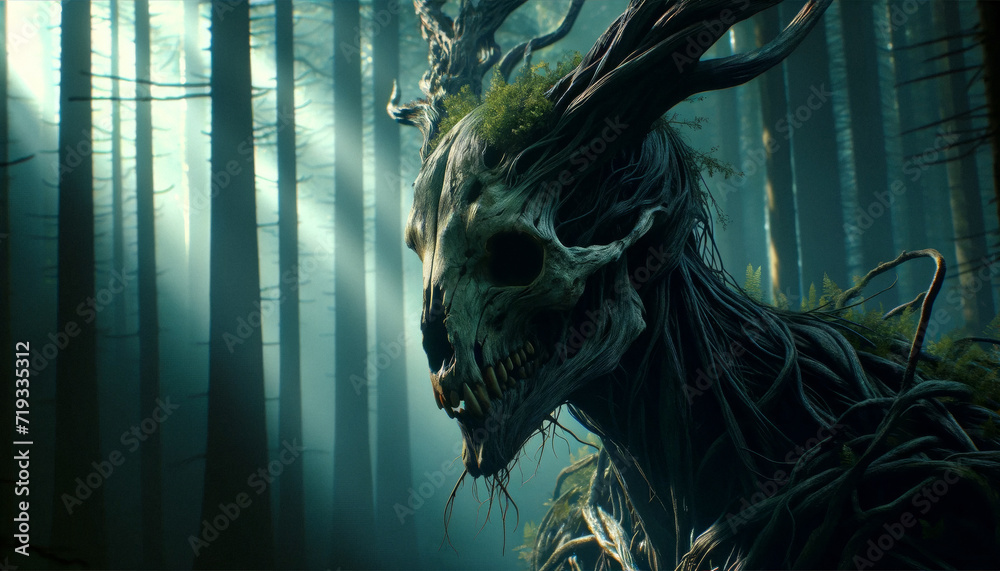 Leshen leszy forest demonic spirit from slavic polish folklore - obrazy, fototapety, plakaty 