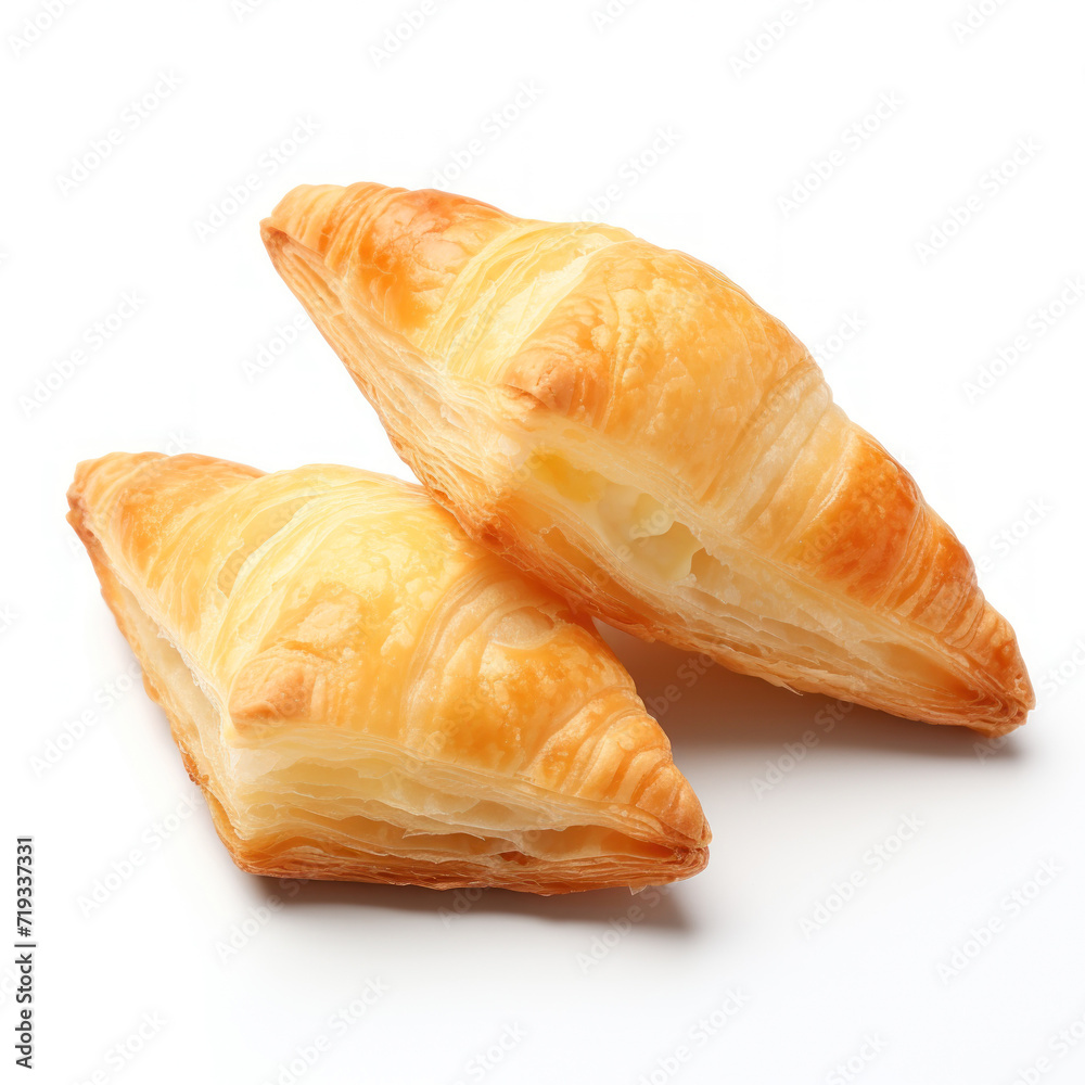 Triangle puff pastry on white background Triangle puff pastry on white background
