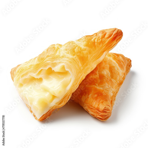 Triangle puff pastry on white background photo