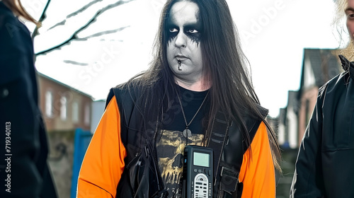 death metal musician talking to a couple normal © Waleed
