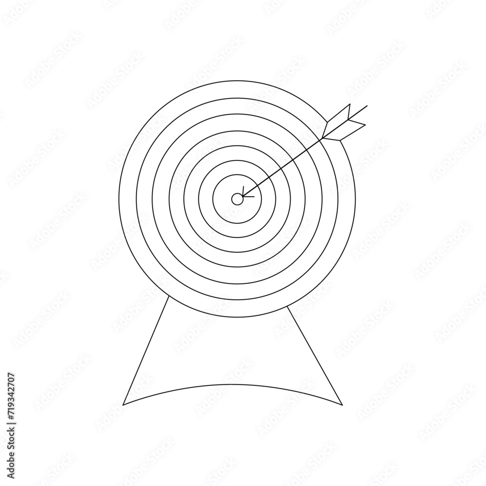 Vector Continuous one line drawing of arrow on the target Concept of business challenge Vector Continuous one line drawing of arrow on the target Concept of business challenge