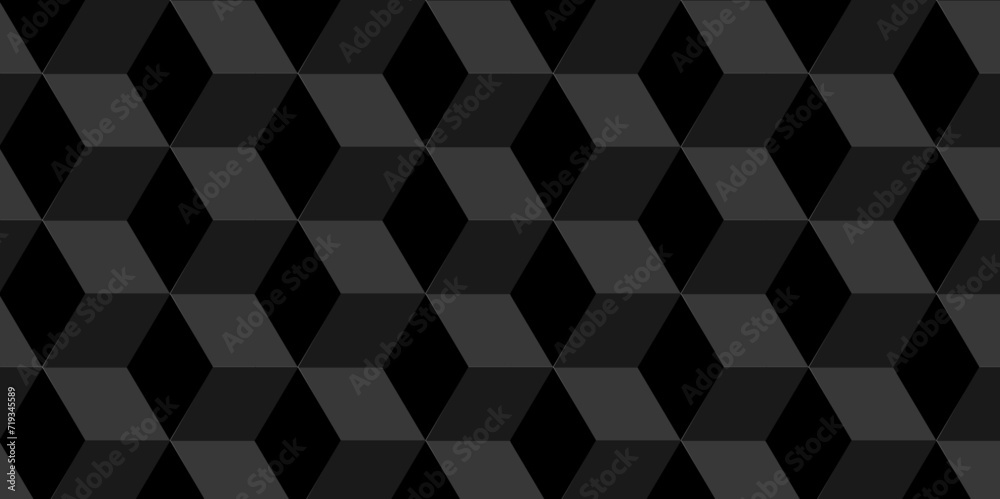 Black and gray seamless pattern Abstract cubes geometric tile and mosaic wall or grid backdrop hexagon technology. Black and gray geometric block cube structure backdrop grid triangle background. Black and gray seamless pattern Abstract cubes geometric tile and mosaic wall or grid backdrop hexagon technology. Black and gray geometric block cube structure backdrop grid triangle background.