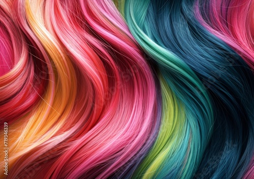 Palette of various colours hair. Samples of rainbow color hair.