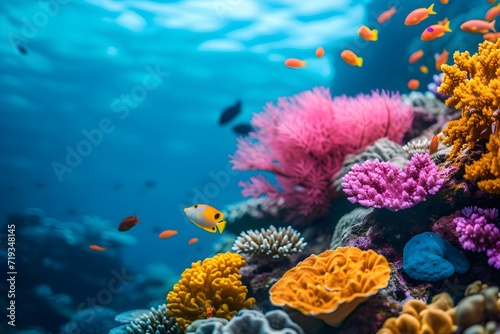 Vibrant Marine Life Thriving in a Coral Reef Ecosystem