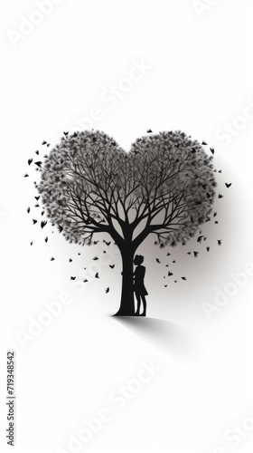 Silhouette Under a Heart-Shaped Tree

