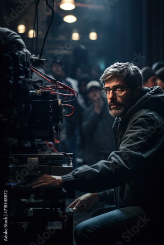 Film director directing a movie scene. © Wararat