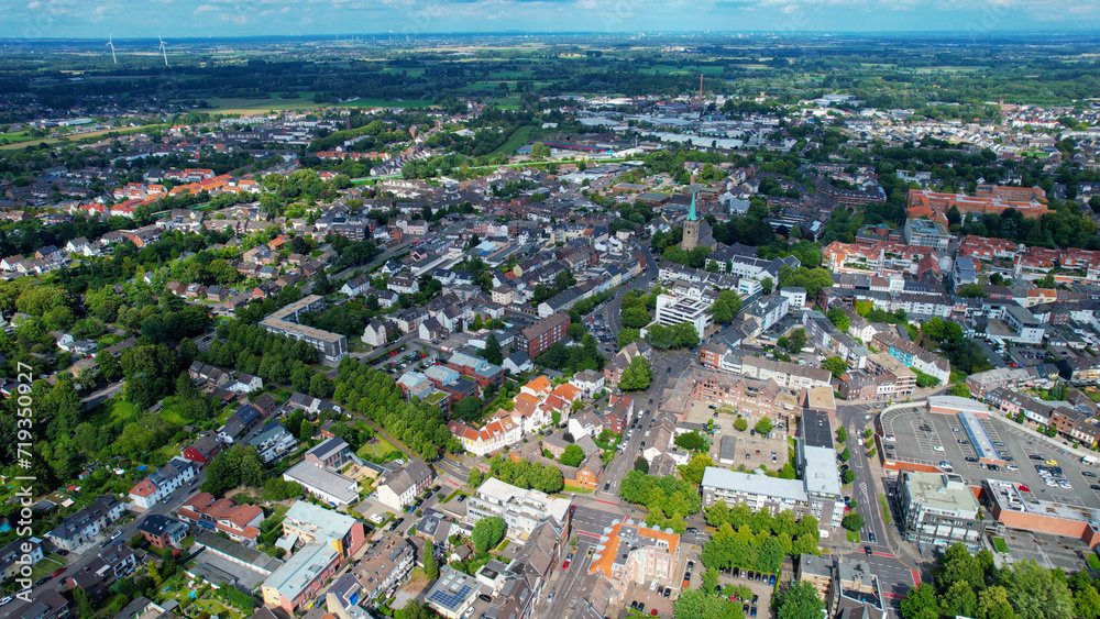 Aerial view around the town Viersen in Germany on an early morning in spring