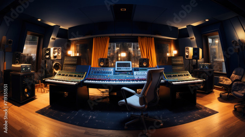 Interior of Recording Studio Control Room.