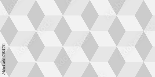 White and gray seamless pattern Abstract cubes geometric tile and mosaic wall or grid backdrop hexagon technology. white and gray geometric block cube structure backdrop grid triangle background. © MdLothfor