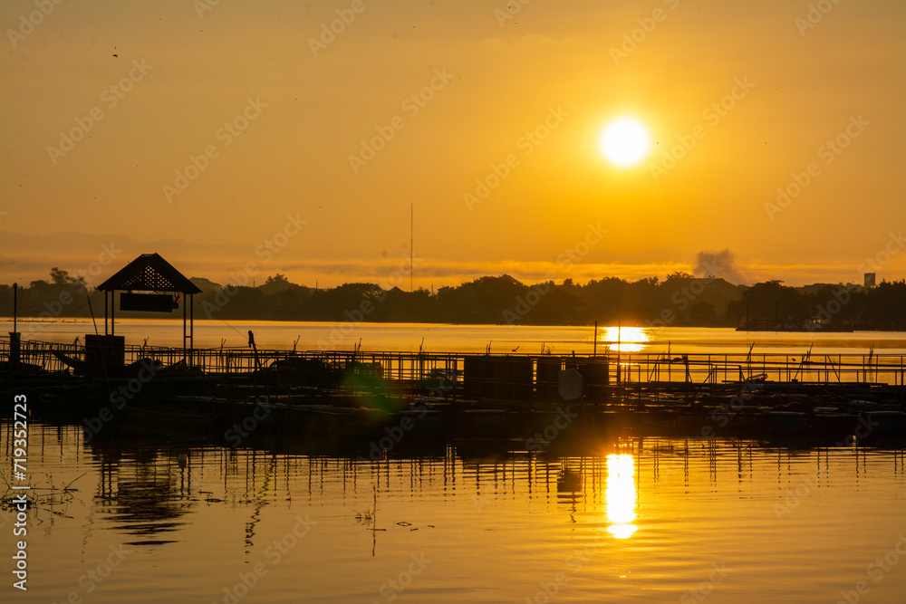 sunrise twilight at Kwan Payao, Payao Province in Thailand