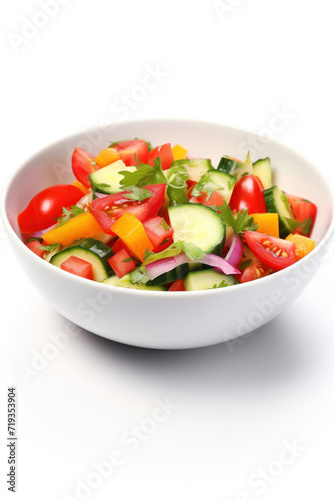 Vegetable salad in a bowl isolated on white background.