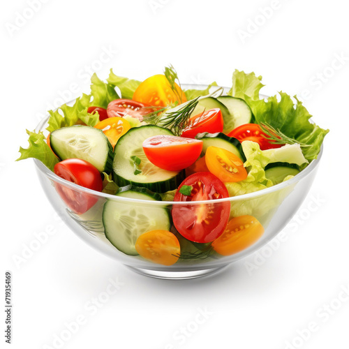 Vegetable salad in a bowl isolated on white background.