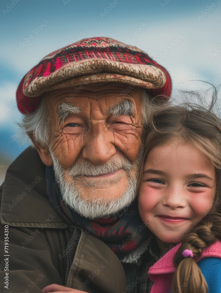 Elderly Man and Children Enjoying Outdoors Elderly Man and Children Enjoying Outdoors