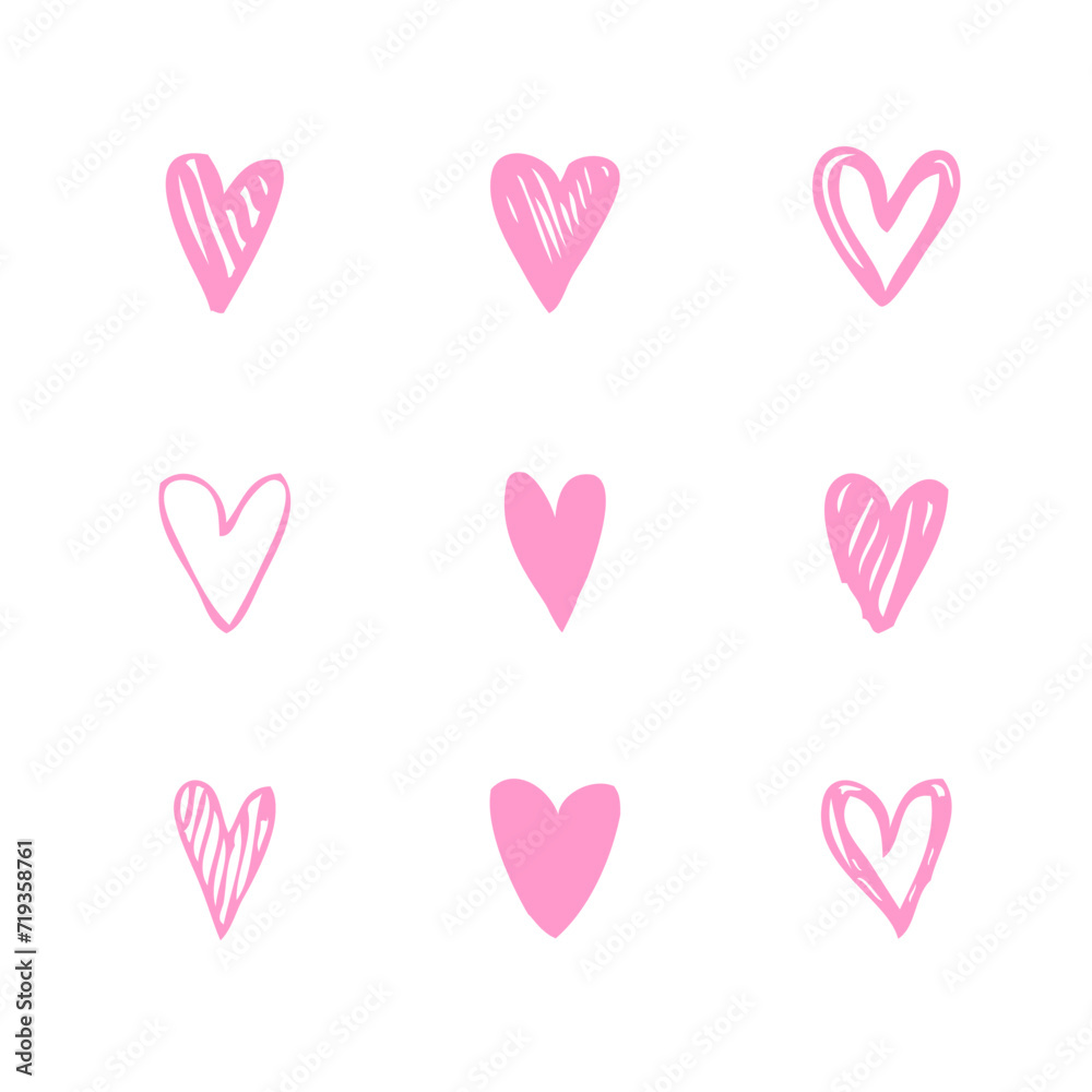 Shapes of Hearts - Freehand drawings, Valentine design elements Shapes of Hearts - Freehand drawings, Valentine design elements