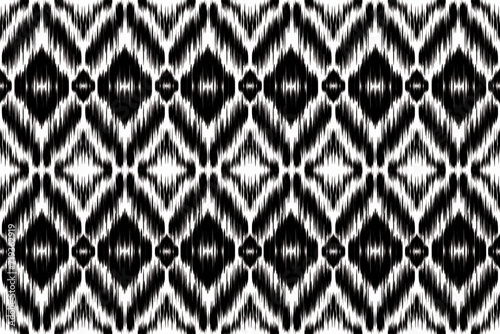 ikat black White Abstract Ethnic art. Seamless pattern in tribal, folk embroidery, and Mexican style. Aztec geometric art ornament print.Design  carpet, cover.wallpaper, wrapping, fabric, clothing	
