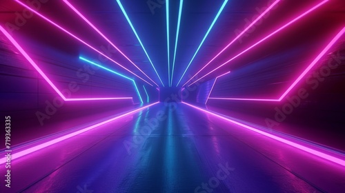 3D render neon abstract light background