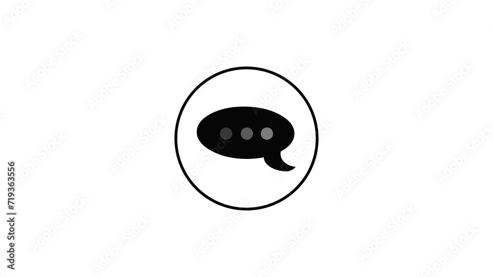 Obraz premium Message icon black color circle. Communication concept icon white background 4k illustration.