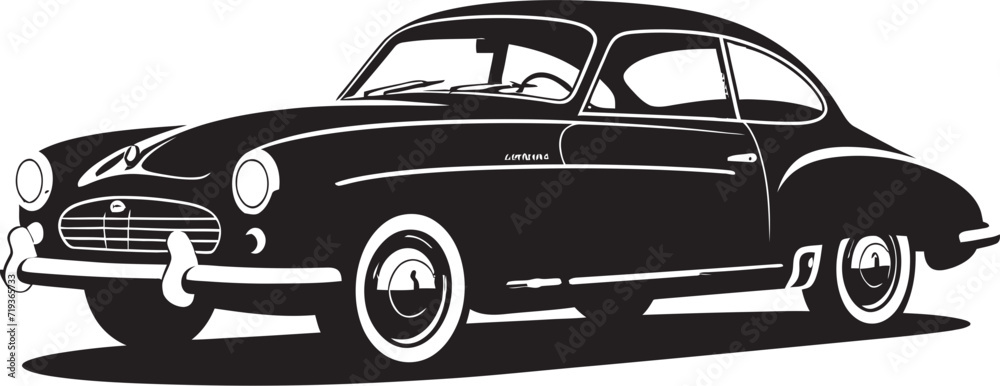 Stealthy Inked Ride Vector Car in BlackMoonlit Monochrome Black Car Illustration
