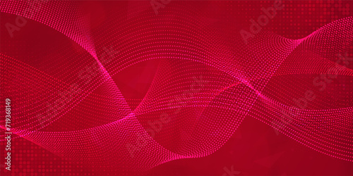 Digital technology futuristic internet network connection red background, abstract cloud cyber information communication, Ai big data science, innovation future tech, line dot illustration vector 3d
