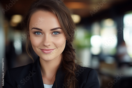 close up portrait of a professional business woman smiling in the office