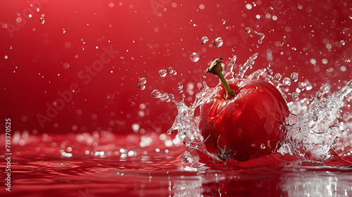  a red background with water splashing in