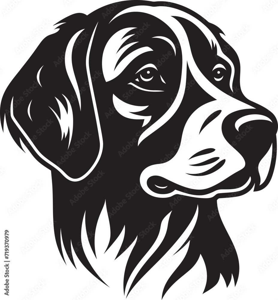 Ebony Expression Black Vector PortraitSoot Stained Sniffer Vector Dog Design