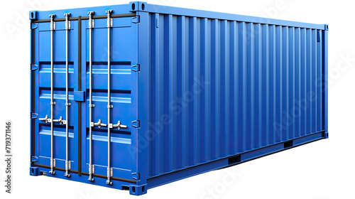 blue shipping container on transparent background