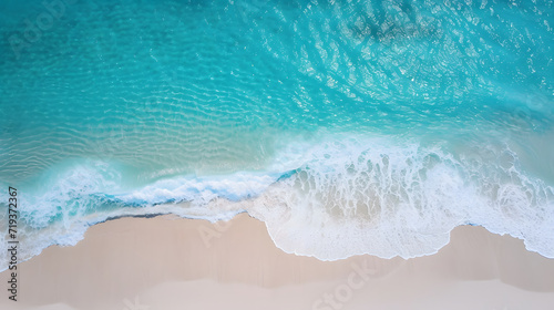 Beautiful tropical beach along the coastline, Aerial drone view of sandy beach. © Almultazam