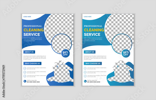 Vector cleaning service flyer poster design template. Cleaning service promotional poster flyer template. service, Housekeeping, wash, clean or home repair service marketing flyer template design