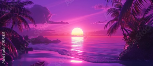 Radiant Purple Skies Cast A Neon Glow, Transforming The Scene. Сoncept Starry Night Adventure, Enchanted Twilight, Luminescent Dreamscapes, Celestial Reverie, Ethereal Nightfall