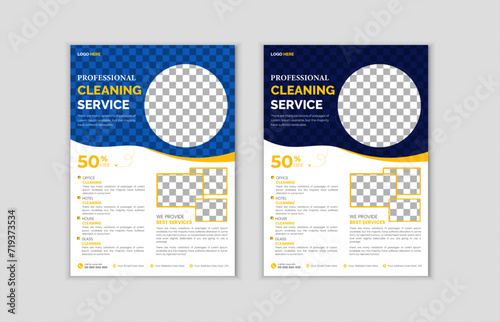Vector cleaning service flyer poster design template. Cleaning service promotional poster flyer template. service, Housekeeping, wash, clean or home repair service marketing flyer template design