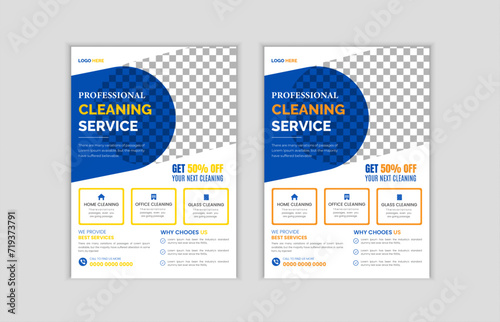 Vector cleaning service flyer poster design template. Cleaning service promotional poster flyer template. service, Housekeeping, wash, clean or home repair service marketing flyer template design