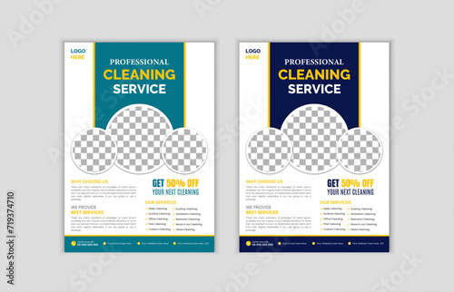 Vector cleaning service flyer poster design template. Cleaning service promotional poster flyer template. service, Housekeeping, wash, clean or home repair service marketing flyer template design