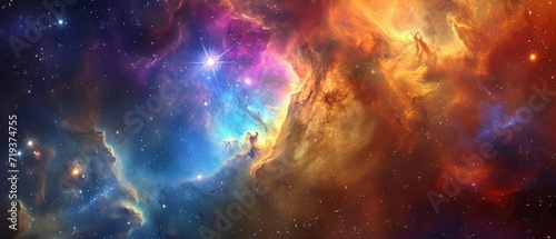 Magnificent Cosmic Dance Unfolds Amid The Celestial Tapestry Nebula Meets Galaxy. Сoncept Surreal Space Encounters, Celestial Phenomena, Astral Beauty, Cosmic Spectacle