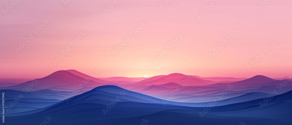 Abstract Gradient Landscape Graphic For Digital Technology Web Page Or Presentation Background. Сoncept Digital Technology, Web Page, Presentation Background, Abstract Gradient Landscape Graphic