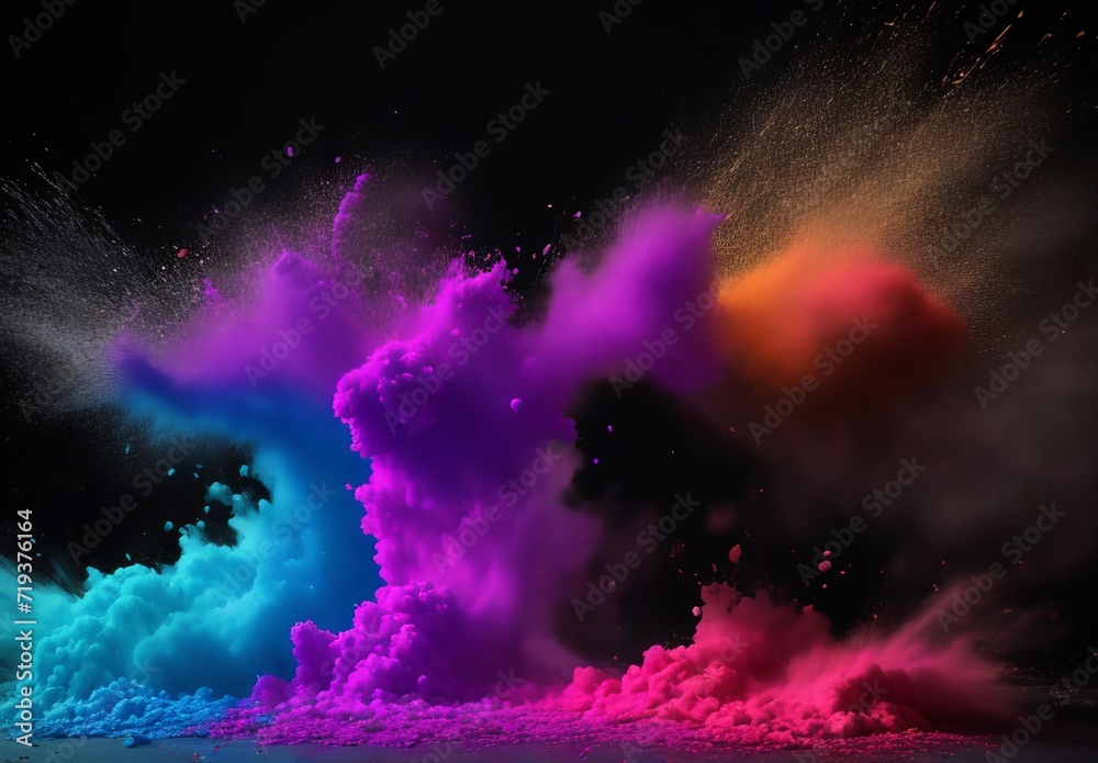 Explosion of colored powder on black background Explosion of colored powder on black background