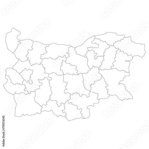 Bulgaria map. Map of Bulgaria in administrative provinces in white color