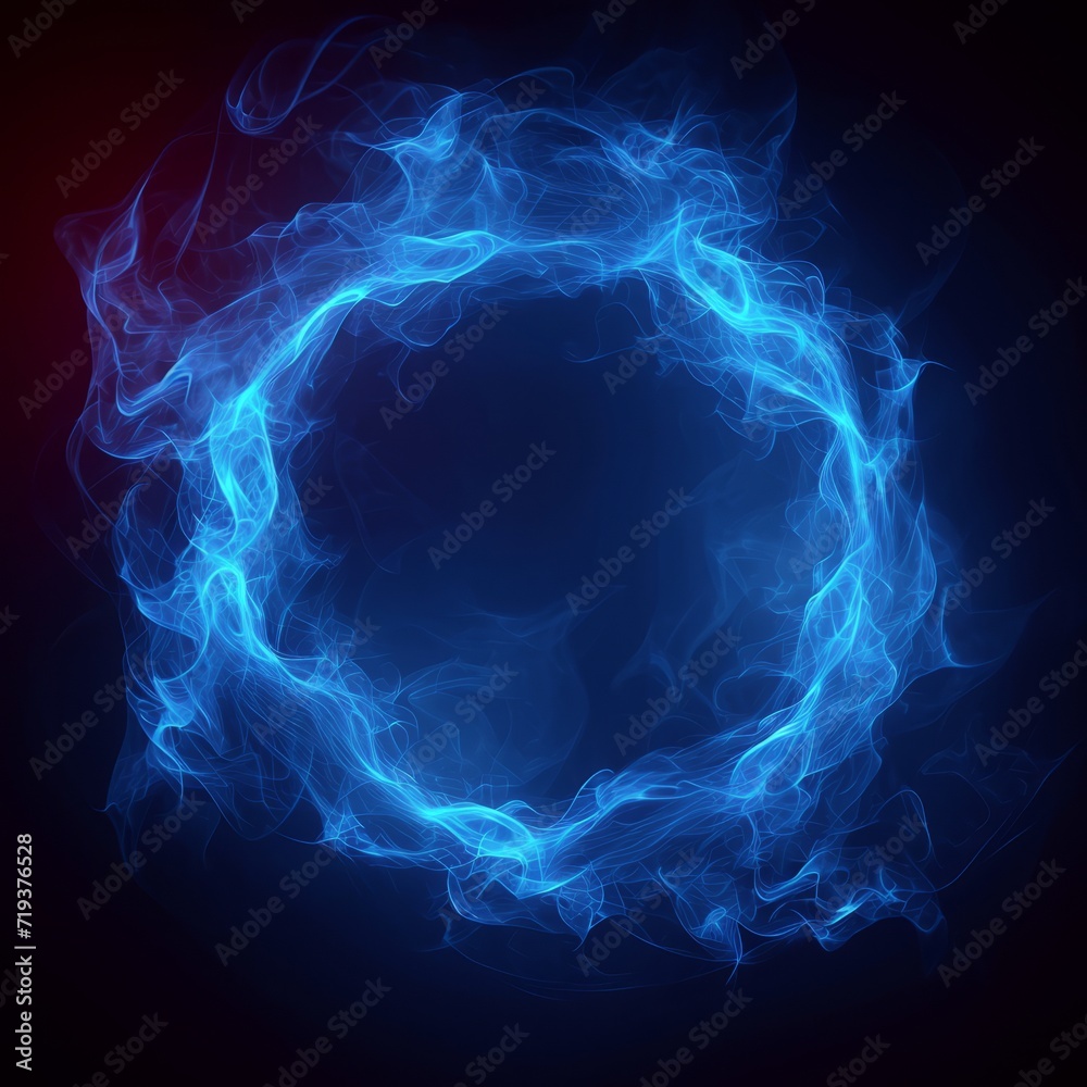 Naklejka premium Blue Ring of Fire on Black Background