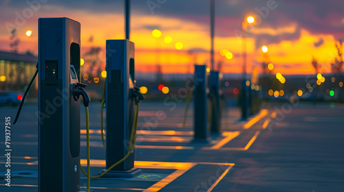 Photo of the parking lot where the electric vehicle charging stations are located photo