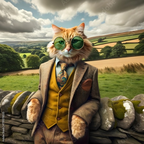 Cool Cat Wearing a Tailored Suit and Tinted Shades © Faheem