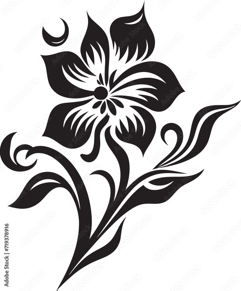 Shadowy Bloomed Elegance V Black Vector Bloomed EleganceObsidian Floral Melodies V Chic Floral Vector Melodies