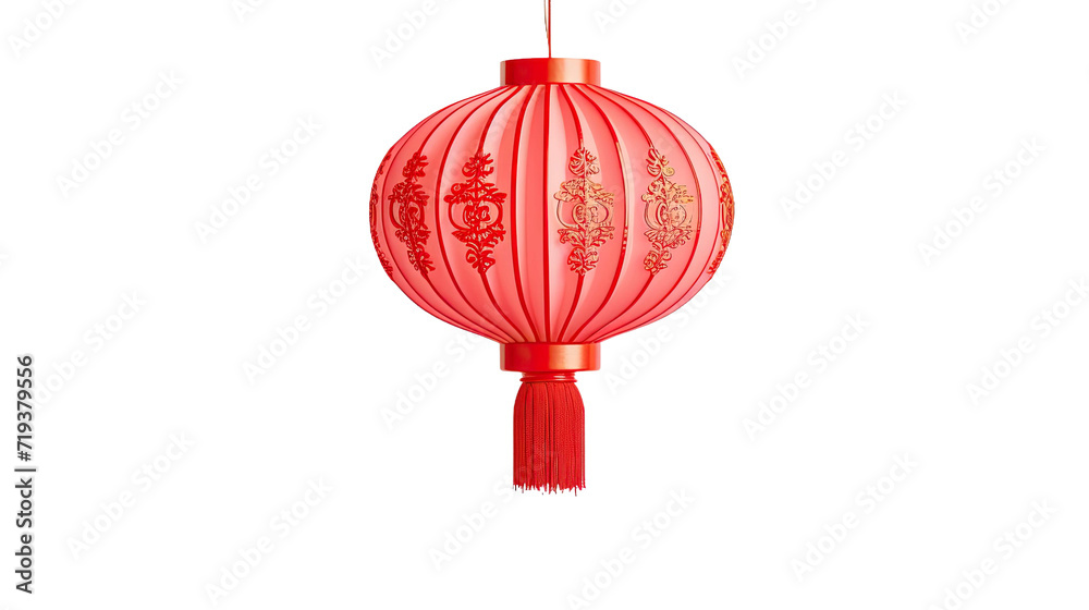 intricately designed festive chinese lantern, isolated on transparent background