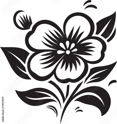 Fototapeta Naklejka Na Ścianę i Meble -  Monochrome Floral Symphony VI Floral Vector SymphonyMidnight Whispers Among Blooms VI Black and White Whispered Blooms