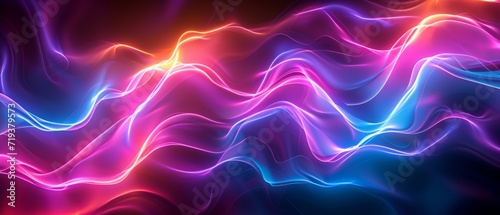 Mesmerizing Stock Photo Features Stunning Neon Waves As A Background. Сoncept Stunning Neon Waves, Mesmerizing Stock Photo, Vibrant Background, Eye-Catching Design, Captivating Visuals