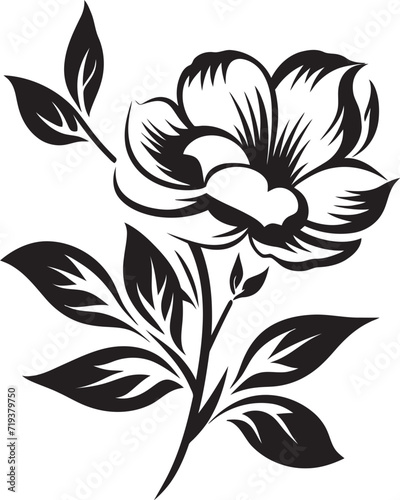 Fototapeta Naklejka Na Ścianę i Meble -  Nightfall Noir Black Vector Botanical EleganceGothic Gossamer Black Floral Vector Artistry
