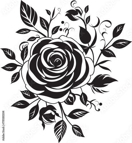 Moonlit Floral Sonata XV Stylish Black Floral SonataShadowed Petal Portraits XVI Detailed Black Petal Vectors