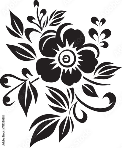 Fototapeta Naklejka Na Ścianę i Meble -  Shadowy Floral Elegance Illuminated XV Black and White Vector EleganceNoir Nouveau Floral Fantasies Illuminated XV Dark Floral Vector Fantasies