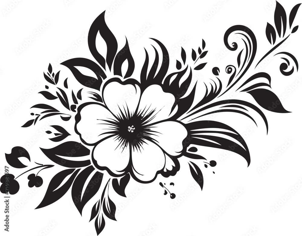 Monochrome Blossom Melody VI Floral Vector Blossom MelodyDarkened Petal Symphony XI Black Vector Petal Symphony