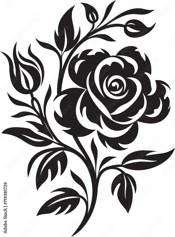 Stygian Bloomed Florals XVI Black and White Bloomed FloralsEnigmatic Radiant Blooms XVI Mysterious Floral Blooms