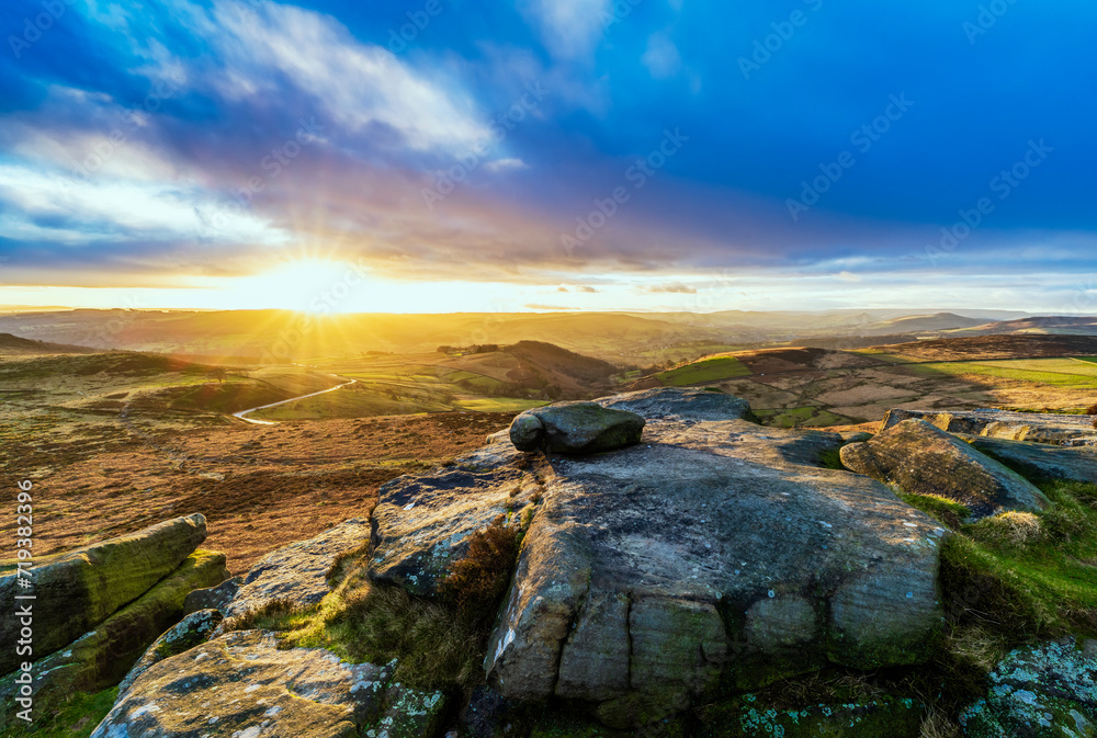 sunset over the mountains, Higer Tor